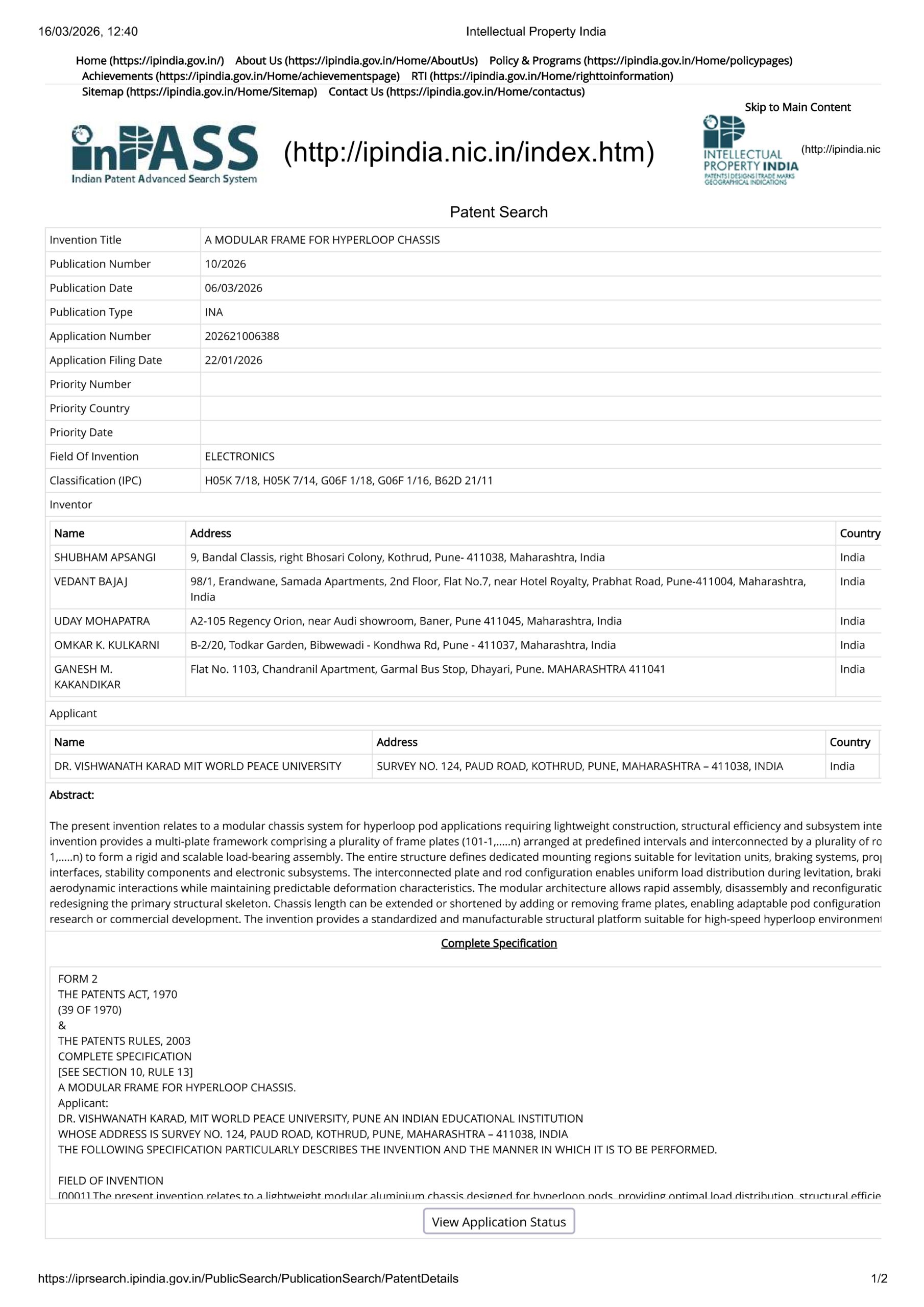 Vedant Bajaj Modular Frame