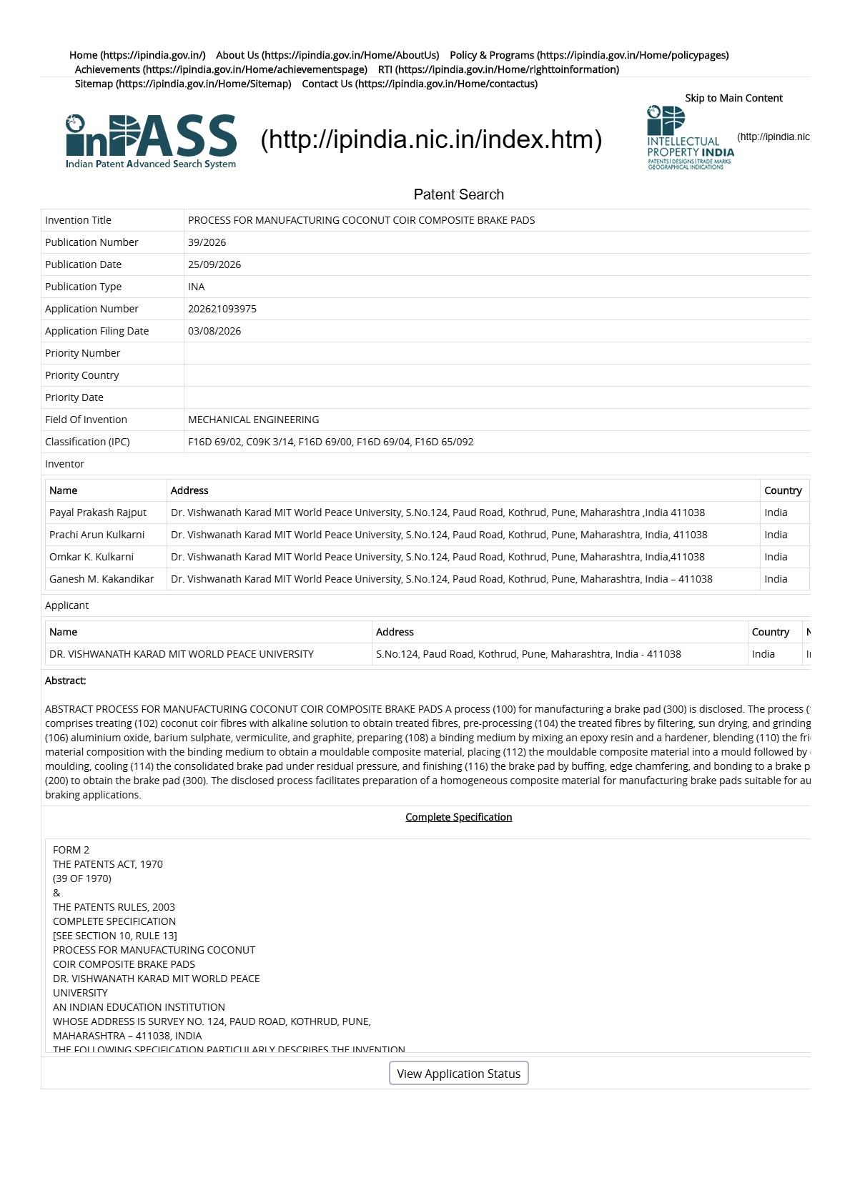 Innovation Patent Certificate 25-09-2026