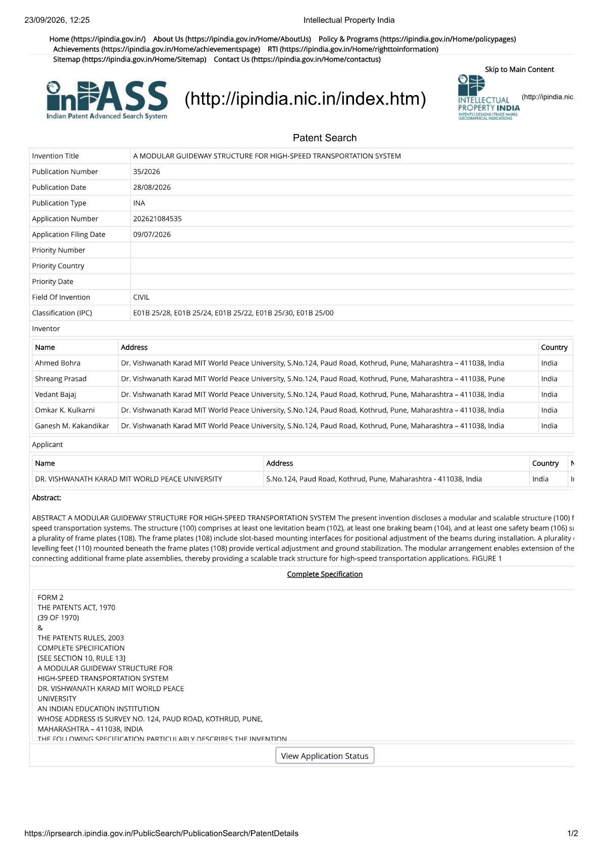 Innovation Patent Certificate 28-08-2026